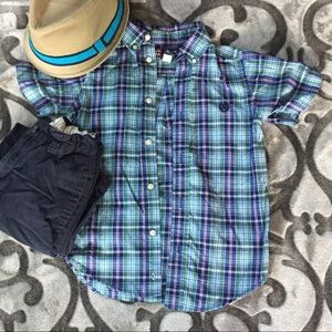 Boys Chaps short sleeve button down plaid
